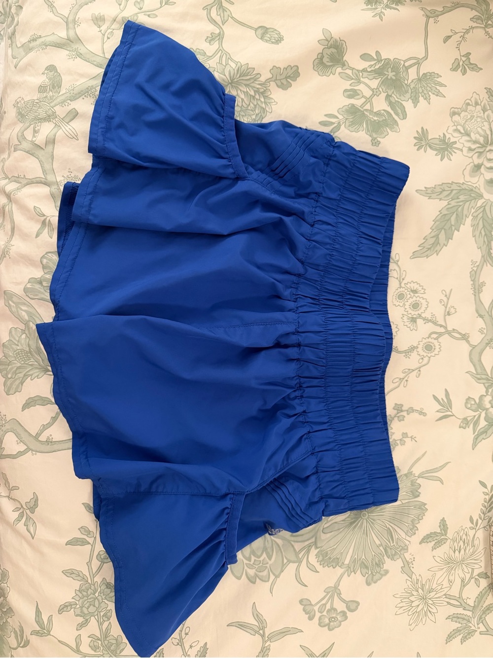 Free People Women’s Blue Ruffle Elastic-Waist Shorts